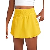 CRZ YOGA Girls Feathery-Fit Soft Skirty Athletic Shorts - Tennis Soccer Casual Flowy Ruffle Zip Pocket Liner Kids Teen