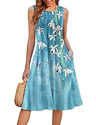 HOTOUCH Women Summer Casual Midi Dress Floral