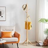 YMYNY Wooden Coat Rack Stand 8 Hooks Hall Tree Adjustable 40x181cm view 3