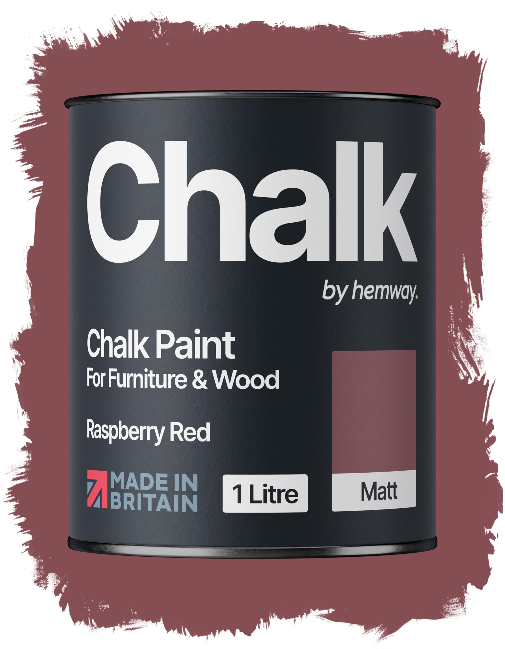 Hemway Chalk Paint Raspberry Red Furniture Paint 1L, Matt Finish Shabby Chic, Chalk Furniture & Walls, Quick Dry & 1 Coat
