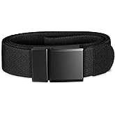 SANSTHS Mens Belt 1.5", Casual Web Golf Ratchet Belts for Men, Stretch Nylon Work Belts with Flip Top Buckle, Black Grey