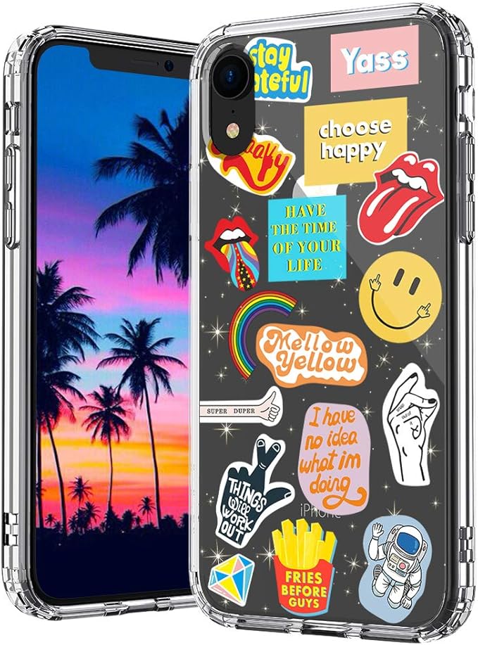 MOSNOVO Cover iPhone XR, Cultura Pop Trasparente con Disegni TPU Bumper
