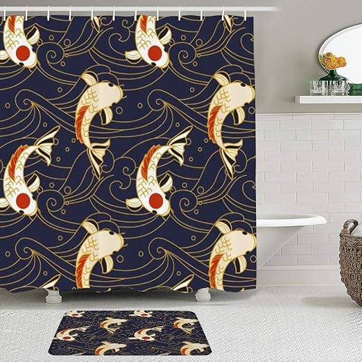 MAYBELOST 2-teiliges Duschvorhangset mit Rutschfester Badematte