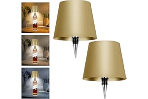 Mebaraul 2 Pack Wireless Bottle Lamp Shade,Rechargeable LED Portable Cordless Table Lamp, 3 Colors Stepless Dimming Touch Wine Bottle Lights for Outdoor Bars Dining Bedroom(Gold)