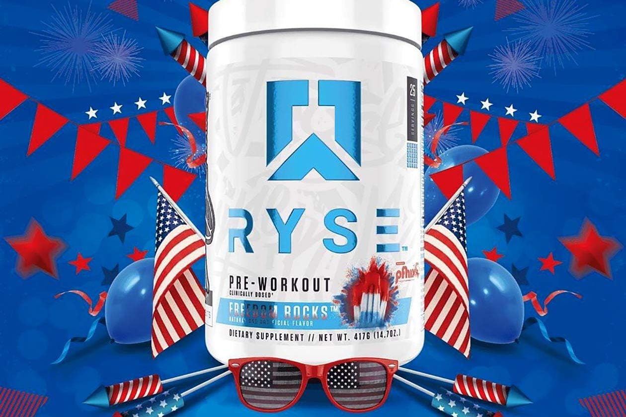 Ryse PRE Workout | Ryse Up Supplements | Fuel Your Greatness | Energy, Endurance, Focus, Next Level Pump, Citruline, Taurine, Arginine, CarnoSyn Beta Alanine, 20 Servings (Freedom Rocks): Health & Personal Care