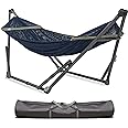 Tranquillo Uniki Adjustable Hammock Stand Collapsible, Camping Hammock and Stand 550 lbs Capacity Double Hammock Stand, Foldable Sturdy Noiseless Stand, for Active Life Carry Bag Included, Aegean