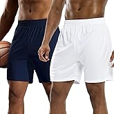 MIER 2 Pack Men's Quick-Dry Athletic/Soccer/Basketball Shorts Without Pockets No Liner Running Workout Training Active