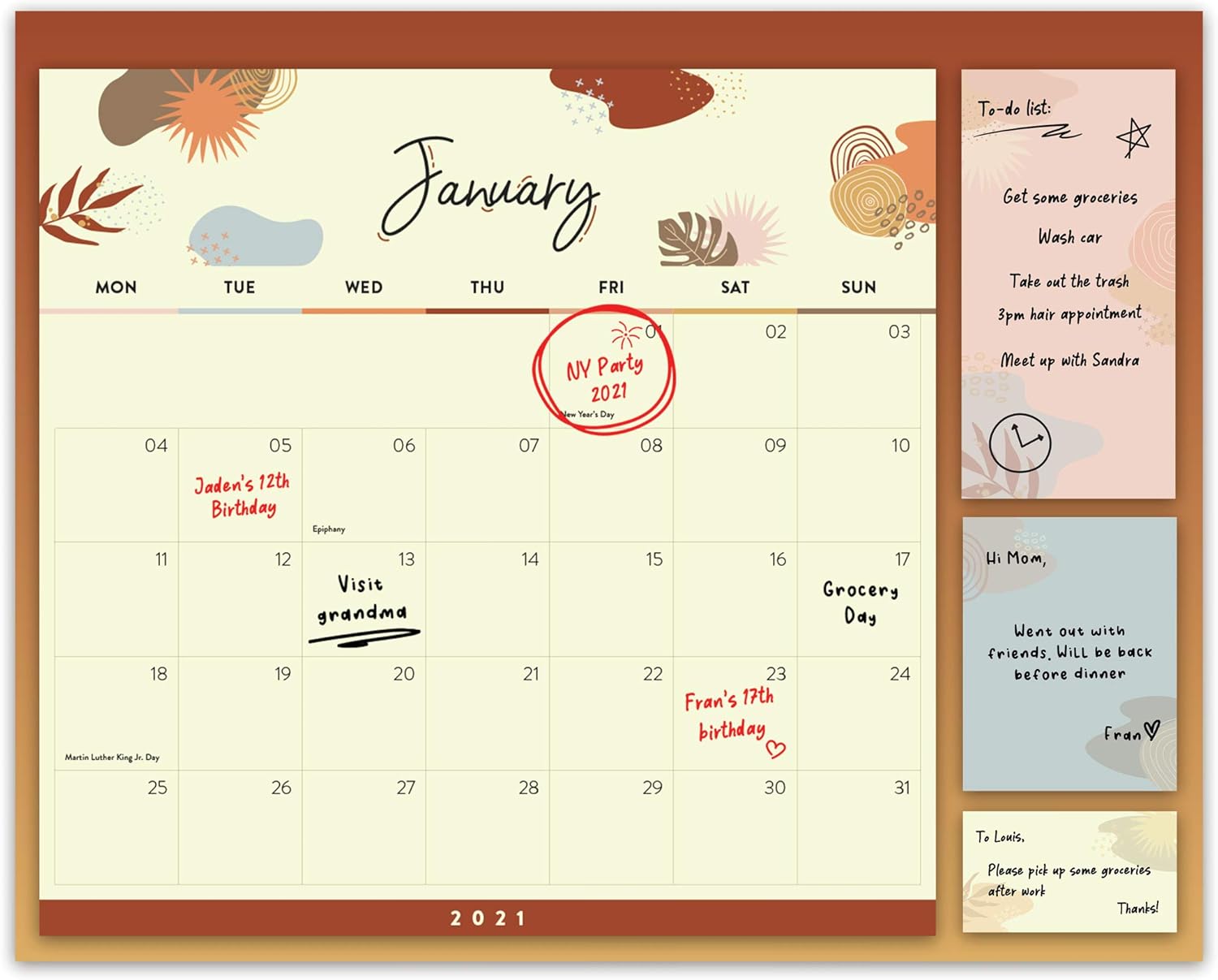 2021 Wall Calendar 12 Month – Magnetic Monthly Planner for Refrigerator with 3 Sizes of Sticky Notes - Thick Paper for Planning, Family and Home – November 2020 to December 2021, 12 x 16’