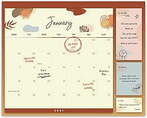 2021 Wall Calendar 12 Month – Magnetic Monthly Planner for Refrigerator with 3 Sizes of Sticky Notes - Thick Paper for Planning, Family and Home – November 2020 to December 2021, 12 x 16’