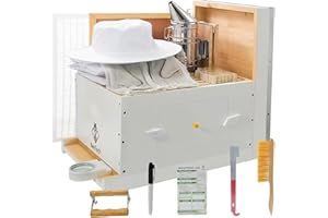 BeeTech Newest Windows 10 Frame Beehive Starter Kit Hand Painted Includes Beekeeping Supplies Tools and Sting Proof Bee Suit (Assembled)