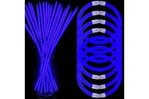 NUDALA 100 Blue Glow Sticks Bracelet Bulk Glow In The Dark Party 8 inch Glow Stick Necklaces with 100 Connectors Light Up Toys for Christmas Valentine's Day Easter 4th of July Party Favors