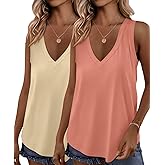 KKJ 2 Pack Womens Tank Tops 2026 Workout V Neck Tees Spring Summer Sleeveless Loose Fit Casual Outfits Shirts Fashion Clothes