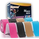 Kinesiology Tape Precut Pro-4Pack | Waterproof Elastic Athletic Tape, 66 ft 80 Strips, Medical Grade Cotton Adhesive Sports Tape for Muscle Pain Relief & Joint Support, Breathable K Tape-4Color