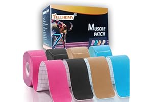 Kinesiology Tape Precut(4 Rolls,5cmx20M), Hypoallergenic Waterproof K Tape 80 Precut Strips in Total,Physio Elastic Athletic 