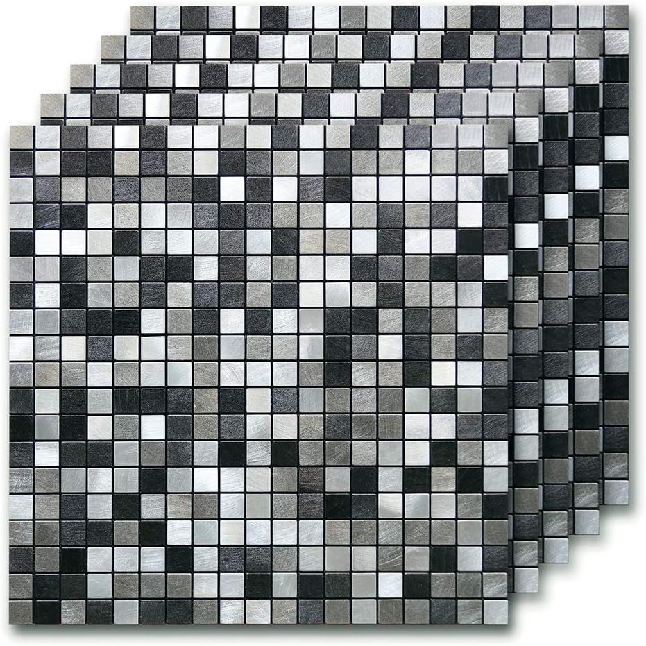 DIYTILES Peel and Stick Tile Backsplash, Kitchen Backsplash Peel and Stick, Mixed Black Self-Adhesive Mosaic Tiles