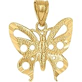 Jewels By Lux 10kt Yellow Gold Womens Textured Butterfly Charm Pendant