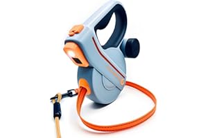 SNUGGLE PAWS PATTES HEUREUSES, COEURS HEUREUX Snuggle Paws Retractable Dog Leash 16ft Heavy-Duty – All-in-One Leash with LED Flashlight, Poop Bag Holder & Chew-Proof Steel Cable Extension – Tangle-Free Design for Small to Large Dogs up to 66 lbs