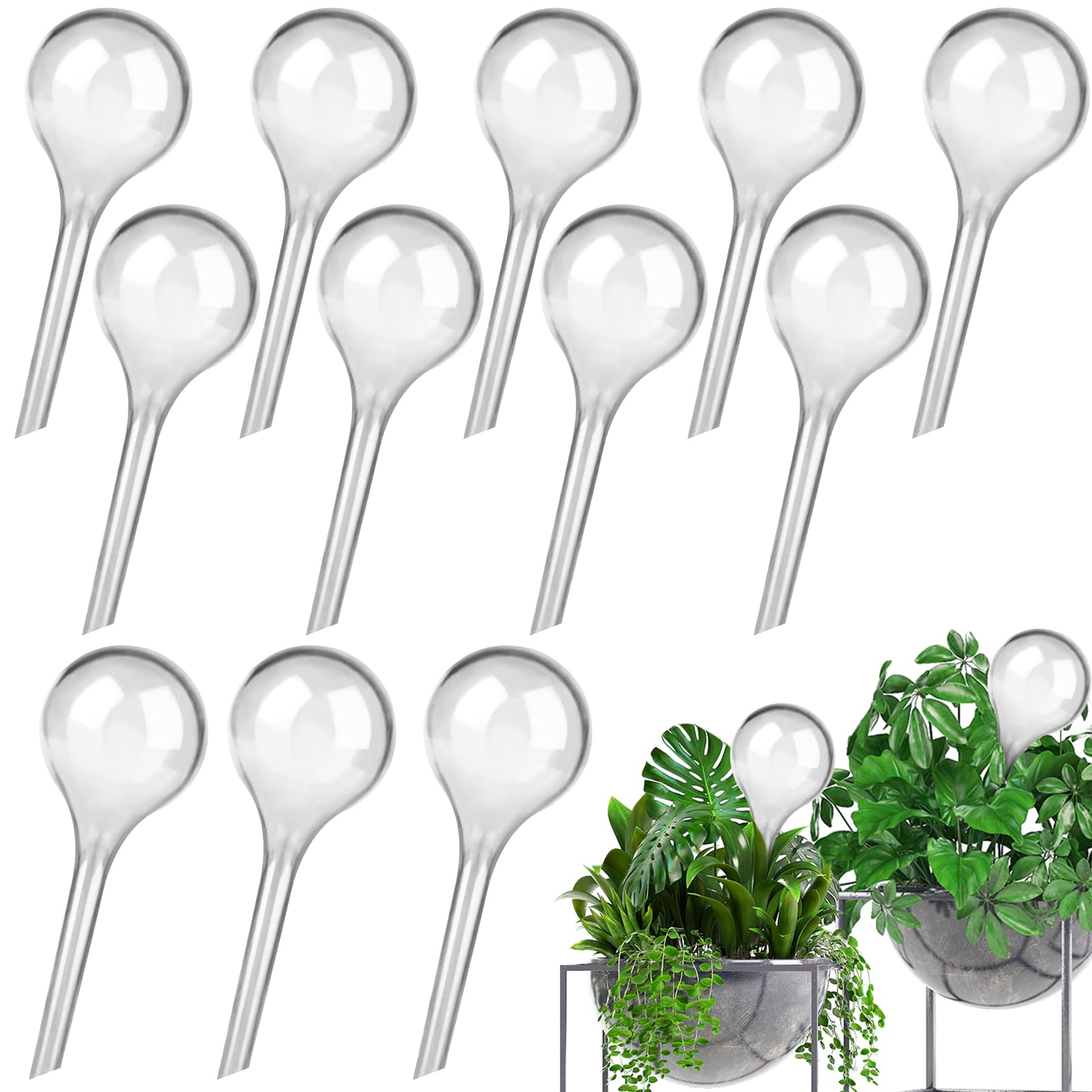 SevenMye 12 Pcs Plant Watering Globes Plant Self Watering Bulbs Plastic Watering Globes Automatic Self Watering System Plant Waterer Devices for Indoor Outdoor Houseplants Potted Plants