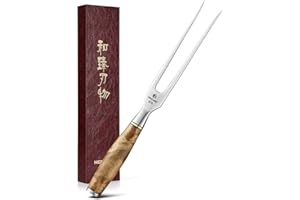 HEZHEN Caving Fork 430 Meat Fork Barbecue Tool Outdoor Portable Food Grade Stainless Steel Forged Carving Fork Kitchen Tool