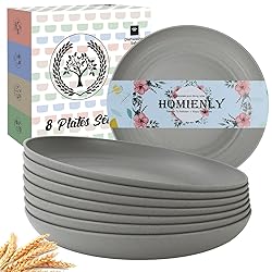 Homienly Dinner Plates Set of 8 Premium Wheat Straw