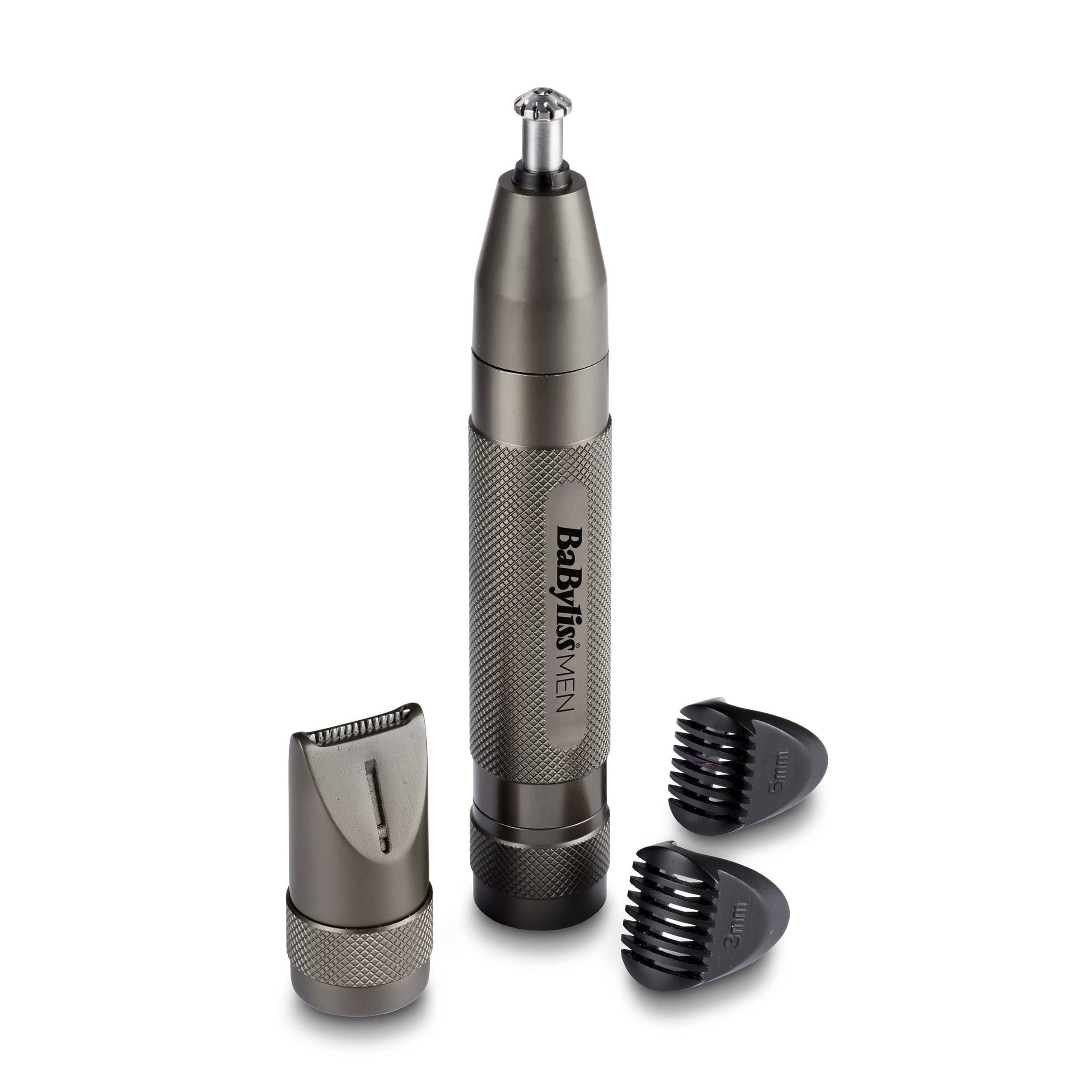 BaByliss E110E – Hair Clippers for Nose, Ears and Eyebrows, 2 Guides 3-5 mm, Diamond Shape for Precision Cutting, Robust Metal Grip