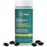 Iwi Omega-3 Essential, 30 Softgels (30 Servings), Plant-Based Algae Omega 3 with EPA + DHA, Brain, Heart &amp; Immune Support Dietary Supplement, Krill &amp; Fish Oil Alternative, No Fishy Aftertaste
