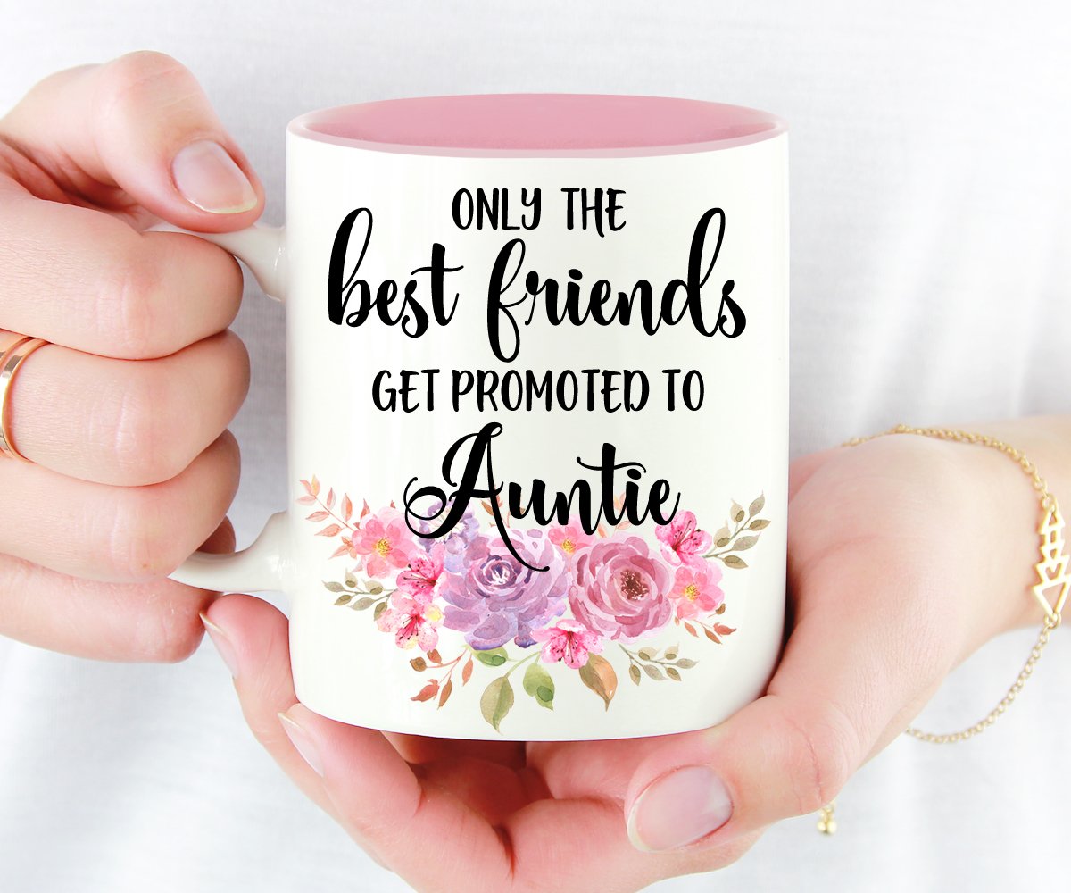 Only The Best Friends Get Promoted To Auntie Pregnancy Announcement Mug Handmade