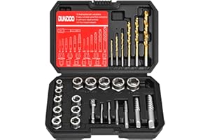 DUNDOO 30PCS Screw Extractor Set & Bolt Extractor Set, Left Hand Drill Bit Set, Easy Out Extractor Set，Stripped Bolt Remover Tools，Cobalt HSS Steel Kit for Damaged, Rounded-Off Bolts, Screws, Nuts, Studs
