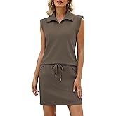 Casly Lamiit 2 Piece Skirt Sets for Women Summer Half Zip Travel Outfits Cap Sleeve Lapel Tops Matching Tennis Skirt