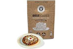 BaseCakes Gluten-free Buckwheat Organic Pancake & Waffle Mix | Plant Based | Just-Add-Water | By LIVING PRANA | 12oz
