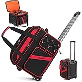 BOSSTIN Rolling DJ Cable Bag with Wheels, DJ Gig Bag Case for Equipment with 15.6" Laptop Compartment, Padded Detachable Dividers, Multi-Pocket Travel Storage for Music Gear & Accessories