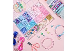 DIY Bead Stringing Kit - Assorted Craft Beads, Threading Tools & Instructions, Beginner-Friendly for Jewelry Making & Classro