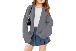 UNCLECAT Girls Open Front Cardigan Kids Trendy Long Sleeve Sweater Fall Winter Chunky Outerwear 5-14 Years