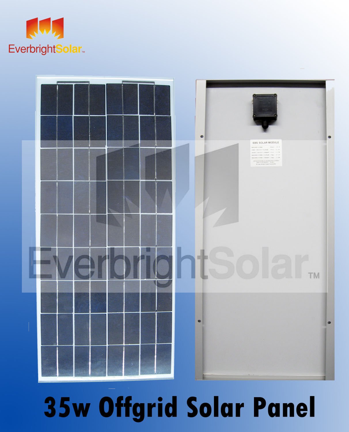 35 Watt Solar Panel 12 Volt for Battery Charging, Off Grid