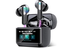 Wireless Earbuds, 2025 New Bluetooth 5.4 Ear Buds with Multifunctional Touch Screen, Bass Stereo Sound, ANC/ENC Noise-Canceli