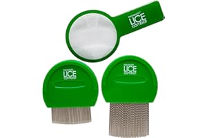 NATULABUSA Lice Combs| Head Lice Professional Metal Set of 2 for Long & Short Hair | Efficient Lice and Nit Removal | Easy to Use. FREE MAGNIFYING GLASS INCLUDED