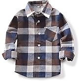 Fuermos Mens & Boys Plaid Flannel Button-Down Shirts Long Sleeve Family Matching Tops