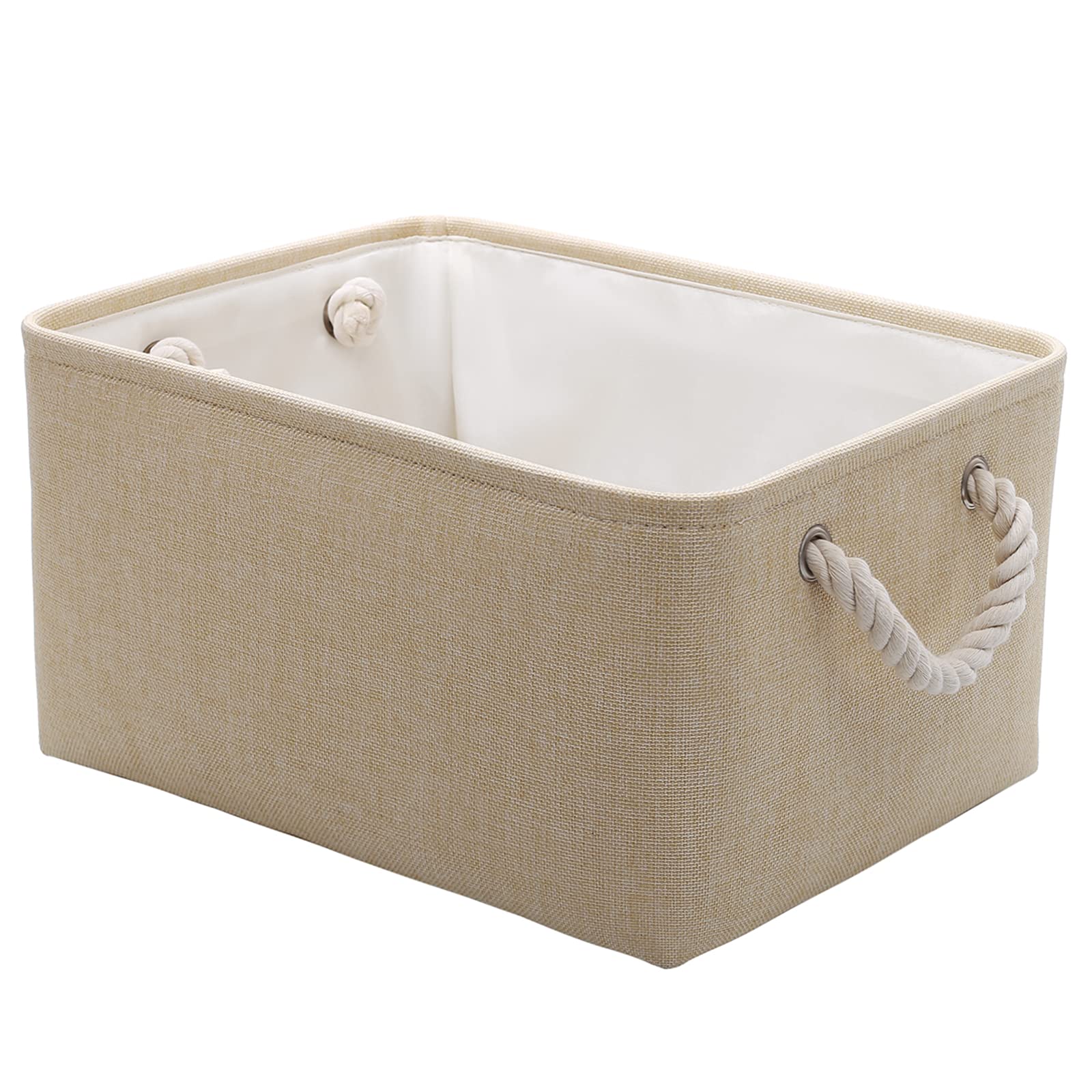SZYHY Extra Large Storage Basket Foldable Canvas Fabric Storage Box Set with Handles for Organizing, Shelves, Toys, Clothes, Office (Beige, 1 Pack)