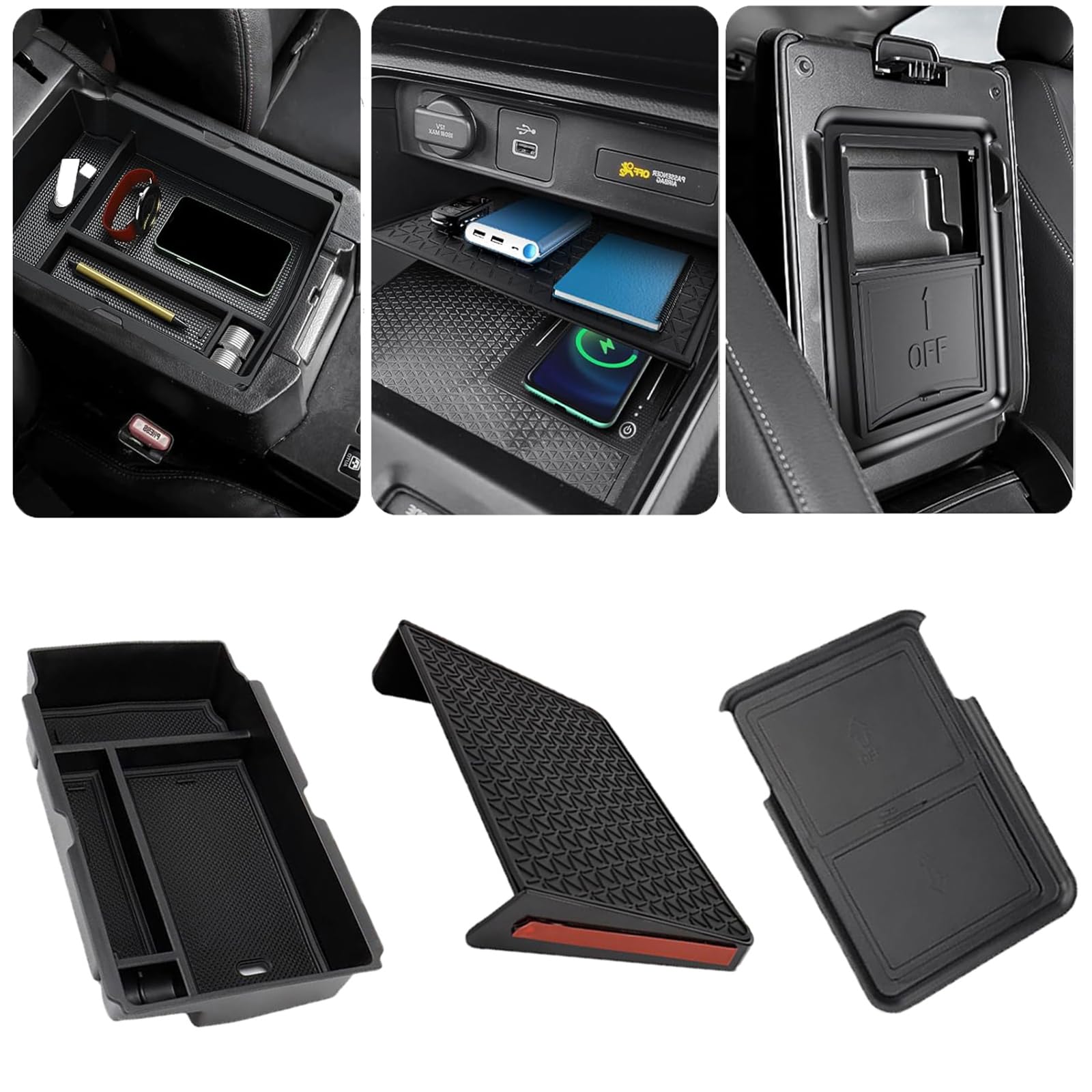 Photo 1 of 3PCS Center Console Organizer for 2023 2024 2025 2026 Honda CR-V & CR-V Hybrid Accessories, Custom Fit Armrest Tray, Console Tray and Hidden Storage Box, ABS Material
