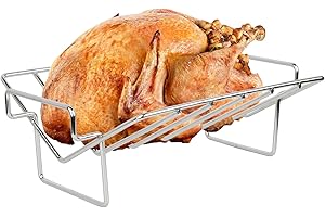 DALLDEN Thanksgiving Turkey Roasting Stand Rack for Smoker and Grill, Rib Racks for Grilling and Smoking, Dual Purpose Stainless Steel Roast Rack for Large and XLarge Big Green Egg,Kamado Joe,Big Joe Etc