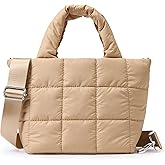 KALIDI Quilted Tote Bag Small Puffer Crossbody Bag for Women Lightweight Nylon Puffy Shoulder Handbag with Adjustable Strap