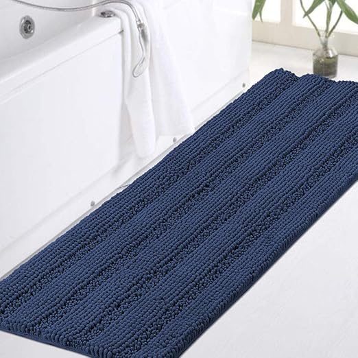 Amazon Com Non Slip Bath Rug Runner Extra Long Bathroom Rug 47 X 17 Blue Bathroom Rugs Runner Non Slip Shaggy Bath Mat Runner Extra Soft And Absorbent Thick Shaggy Shower Mats Plush Shaggy Rug