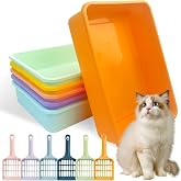 6 Pcs Kitten Small Litter Box Set, Plastic Kitten Litter Pan with 6 Scooper Cat Litter Box Cat Litter Box Travel Toilet for Small Pet Kitty Bunny Guinea Pig