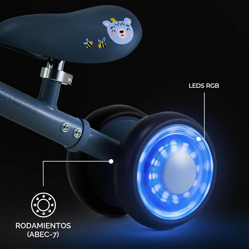 Cutie Flash Bicicleta de aprendizagem para crianças, sem pedais, rodas com luzes LED, design moderno, construção segura, para crianças a partir de 1 ano