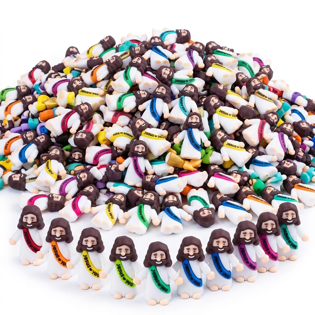 Layofe 200PCS Bulk Mini Jesus Figurines - Tiny Little Small Religious Toys, Easter Egg Stuffers Fillers & Gifts You Loves ，Jesus Figurines (200)