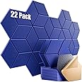 Dailycooper 22 Pack Self-adhesive Acoustic Panels 12" X 10" X 0.4" - Sound Proof Foam Panels with High Density, Y-Lined Design, Flame Resistant, Absorb Noise and Eliminate Echoes(Telecom Blue)
