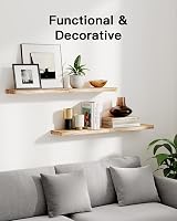 Pipishell Floating Shelves 40cm Paulownia Wood Set of 4 Light Brown view 2