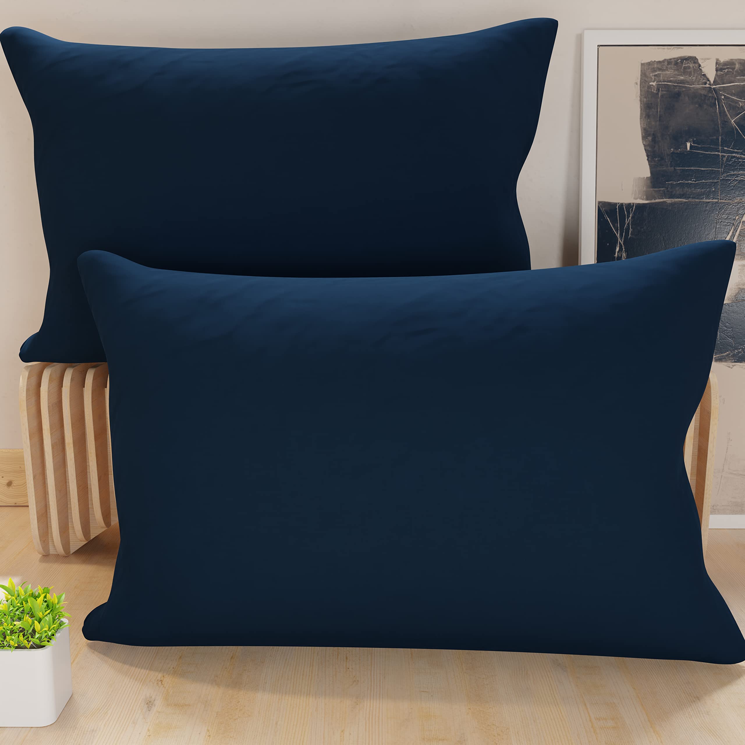 PETTI Artigiani Italiani - Pair of Microfiber Pillowcases 50x80 cm, Bedroom Furniture Cushions, Sofa, Set of 2 Cushion Covers, Solid Blue Pillowcase, 100% Made in Italy