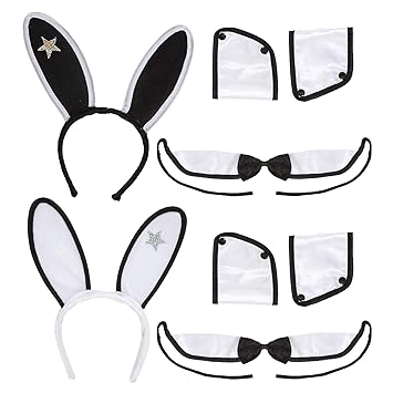 Widmann 5467X - Kostümset Bunny für Erwachsene - Ohren, Kragen mit Fliege 2 x Manschette