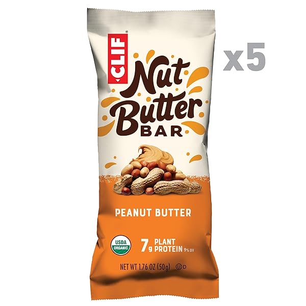 CLIF NUT BUTTER BAR – PEANUT BUTTER – FILLED ENERGY BARS – NON-GMO – USDA ORGANIC – PLANT-BASED – LOW GLYCEMIC – 1.76 OZ. (5 PACK)